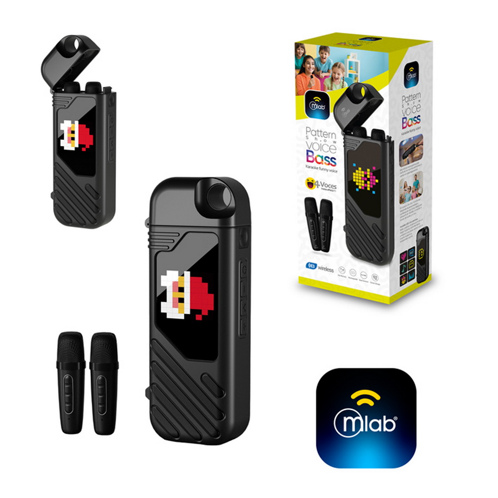 KARAOKE PATTERN SHOW VOICE CON 2 MICROFONO INALAMBRICO BLACK